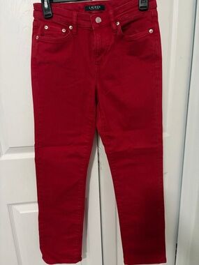 🌴Ralph Lauren Women's Red Straight Leg Jeans Size 2